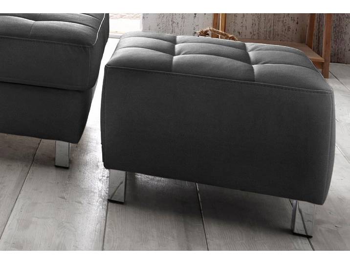 Hocker, Luxus-Microfaser & Kunstleder, Schwarz, 58×43×58 cm, Steppung, Sit & More