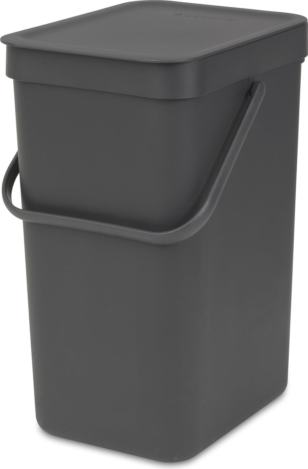 Brabantia Sort & Go Afvalcontainer, 12 liter, grijs, wandmontage met flip-deksel