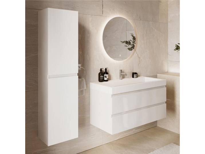 LOMAZOO Ensemble meuble de salle de bain Azuro 100 cm - Blanc brillant