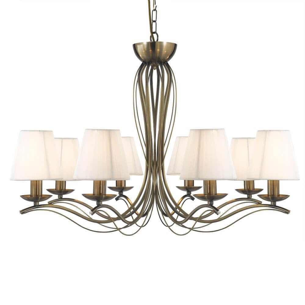 Searchlight Andretti Antieke Hanglamp - 8-lichts Multi-arm Kroonluchter - Messing - Diameter: 76 cm