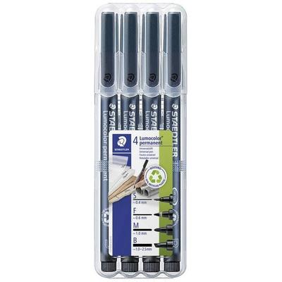 STAEDTLER Universalstifte Lumocolor schwarz, unterschiedliche Linienbreiten, 4er Set