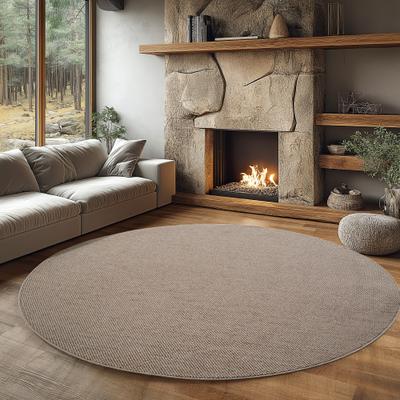Teppich AYYILDIZ TEPPICHE "HELIX 2200 , auch als Läufer und Rund erhältlich", beige, H:7mm Ø:160cm, Teppiche, Teppich, 3D-Effekt durch Cut-Loop-Webtechnik, Woll-Optik, Bouclé, Wohnzimmer