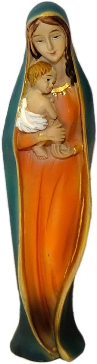 Moeder Gods Sculptuur Maria met kind - Handgeschilderd religieus beeld van kunsthars - Hoogte: 146 cm