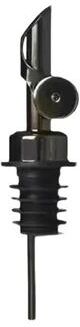 Inspired Living Self Closing Olive Oil Pour Spout With Leak Proof Rubber Stopper, Stainless Steel Bottle Pourer black