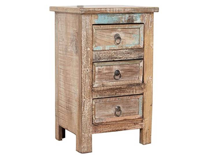 Biscottini Nachttisch aus recyceltem Holz 63 x 30 x 34 cm Nachttisch für Schlafzimmer rustikal Vintage Nachttische mit antikem Finish