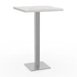 BIG Möbel GmbH Gastro Stehtisch 50x50 cm | Marmor Weiß | Edelstahlgestell