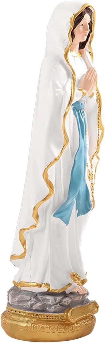 Moeder Beelden Religieuze Sculptuur Interieur Decoratie Handgemaakt Wit Blauw Goud Hoogte: 29 cm