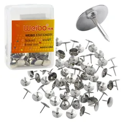 Set Flachkopf-Reißzwecken für Büro und Schule, Silber, 40-tlg.