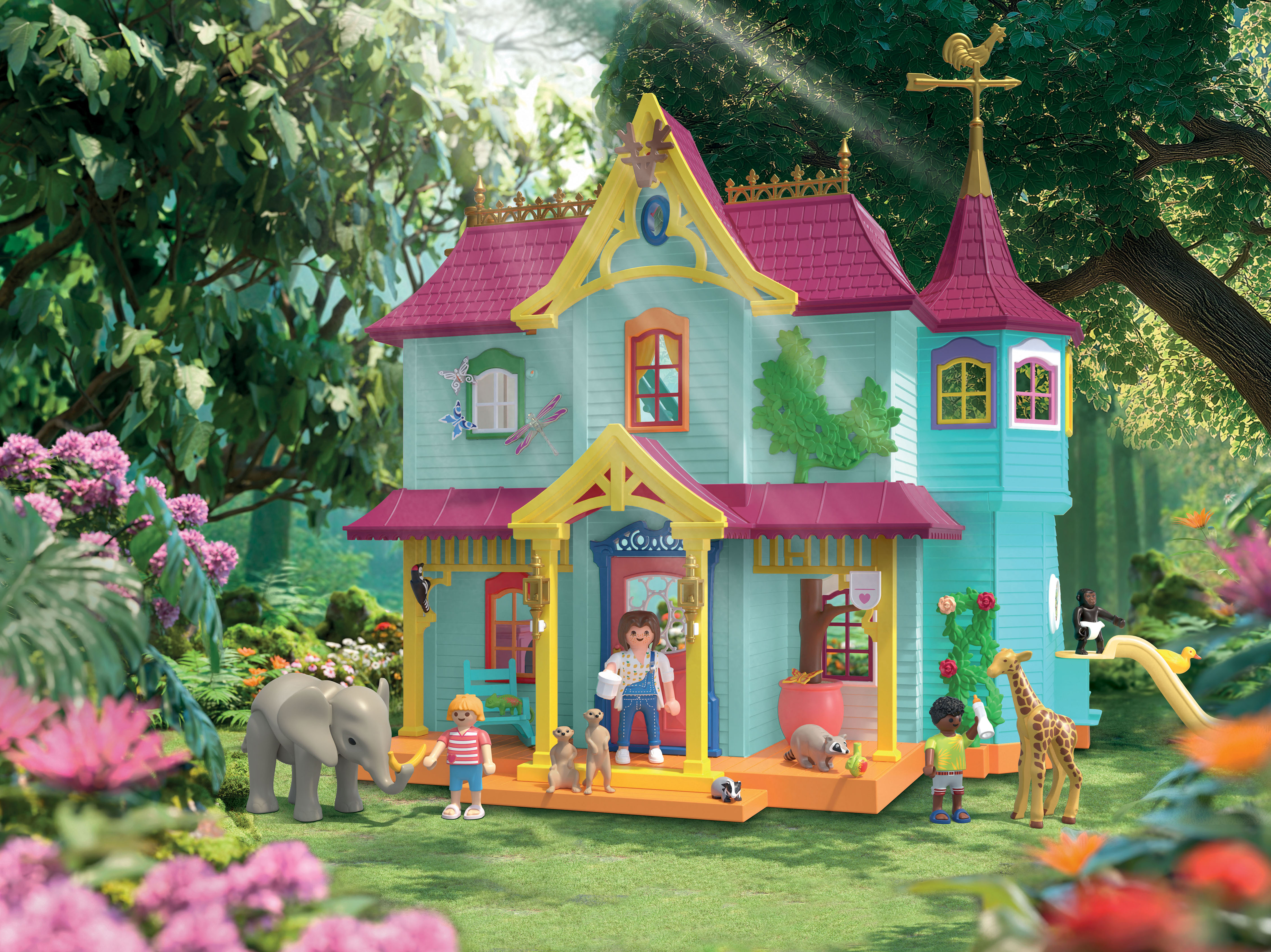 Konstruktions-Spielset PLAYMOBIL "Kunterbunte Tiervilla (71852), Animals & Friends", bunt, Spielbausteine, Kinder, Kunststoff, Konstruktions-Spielset, Made in Germany bunt Einheitsgröße