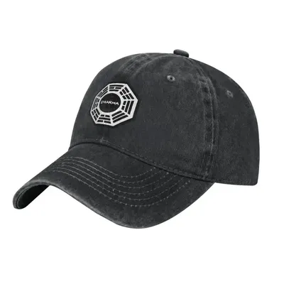 Dharma Initiative Logo Cowboy Hat, Vintage Adjustable Washed Cotton Golf Hat, Summer Sun Visor Baseball Caps For Men black