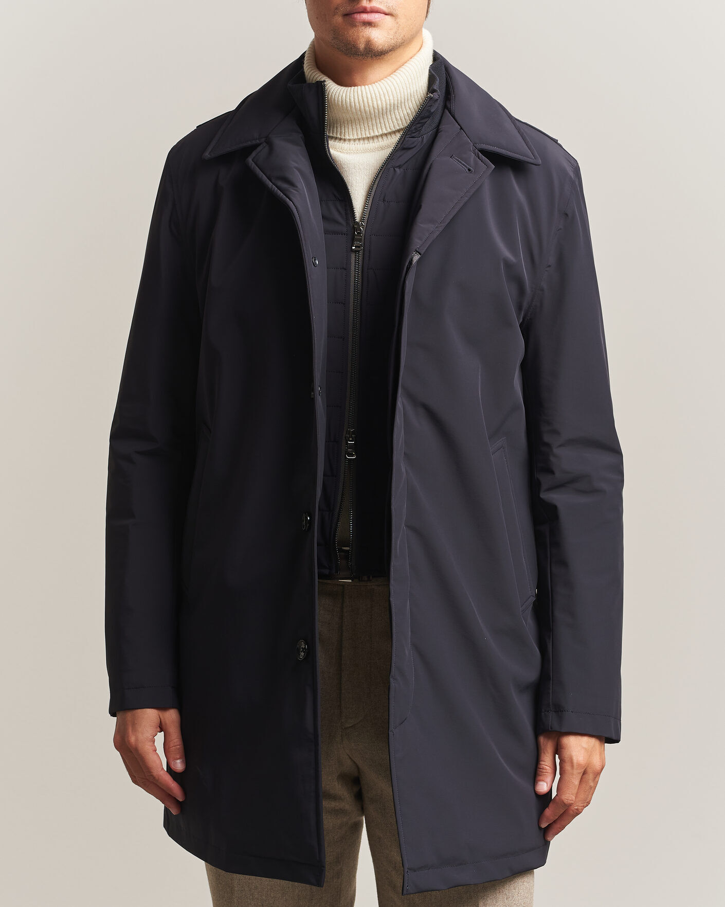 Oscar Jacobson Zipped Padded Car Coat Navy men 50 Blå