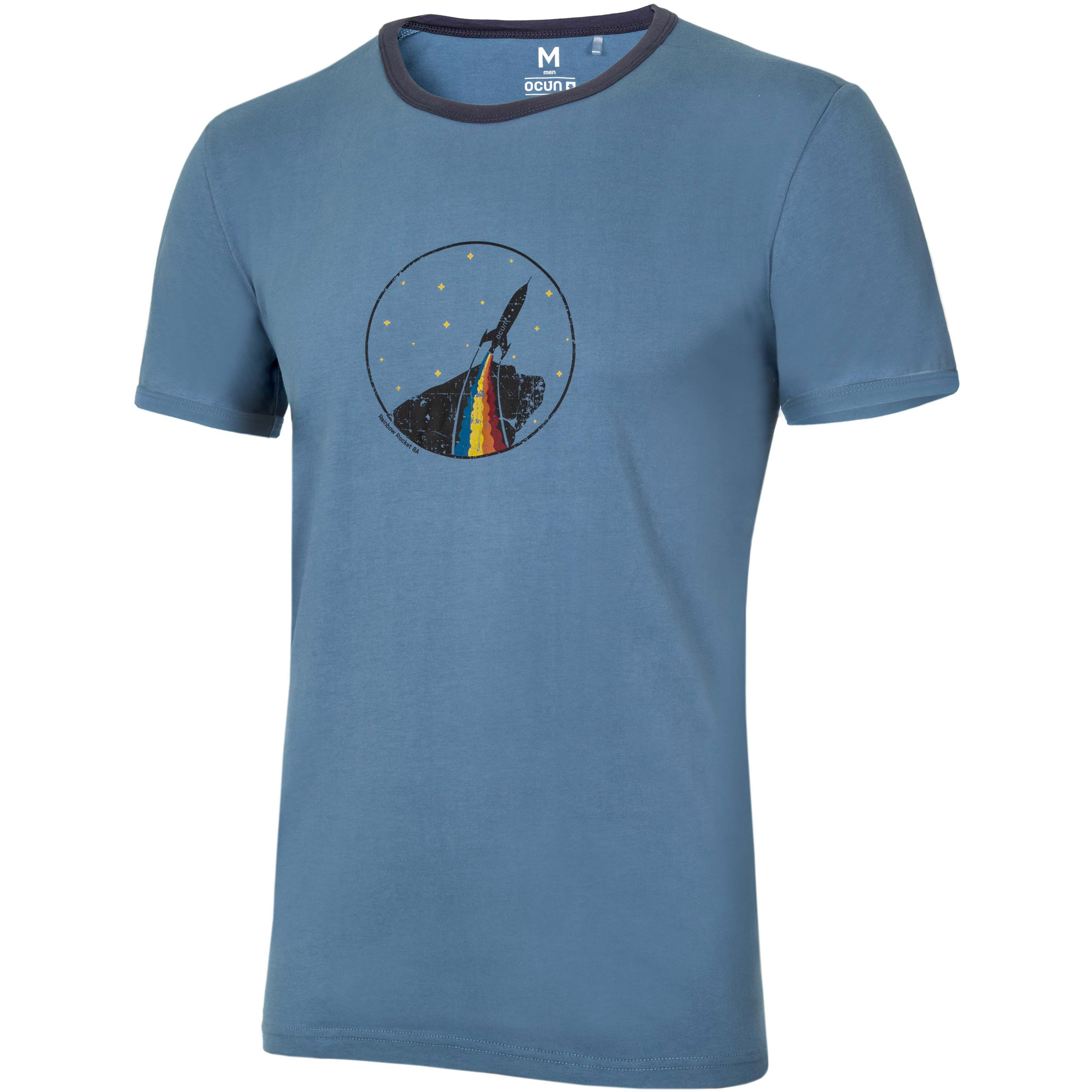 Ocun Classic Organic Rainbow Rocket Herren T-Shirts blau Größe S Lifestyle Hautfreundlich