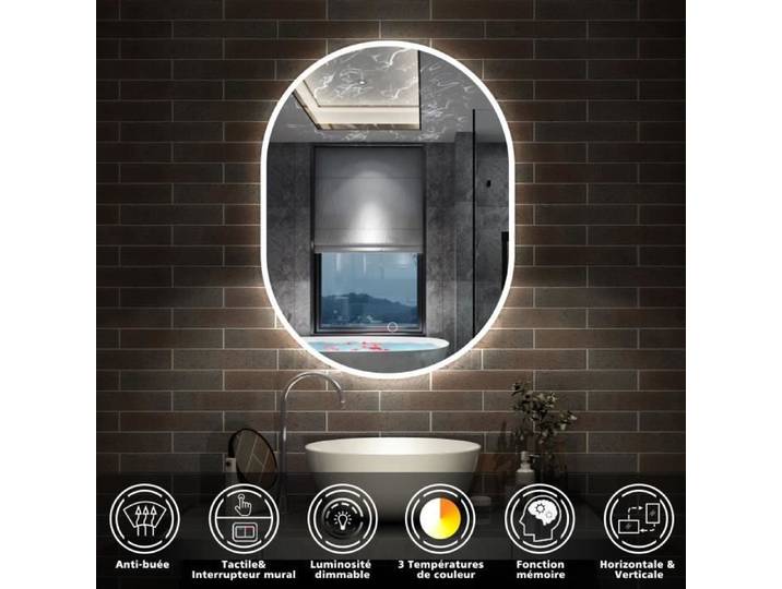AICA Miroir salle de bain LED 60x80cm tricolore + anti-buée + dimmable + mémoire