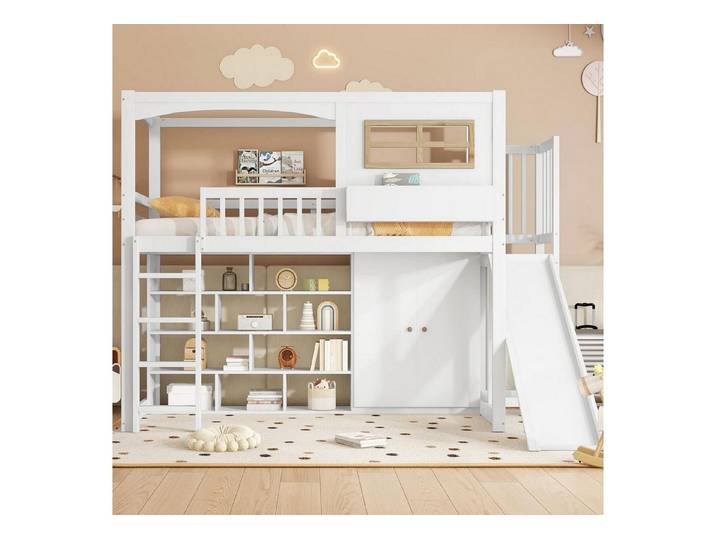 LuxusKollektion Etagenbett Etagenbett mit Rutsche & Stauraum (1-St)