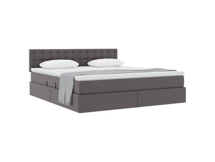 KTHLBRH Boxspringbett Grau 180 x 200 cm Hydraulisches Heben, Kunstleder, Lattenrost, mit Matratze