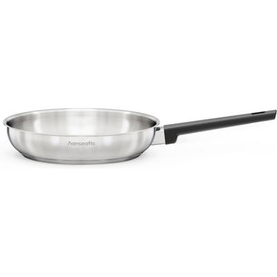 Bratpfanne HANSEATIC "SMART", silberfarben, B:25,7cm H:5cm L:44,2cm Ø:24cm, Pfannen, Bratpfanne, ohne Beschichtung, energiesparend, für alle Herdarten, inkl. Induktion