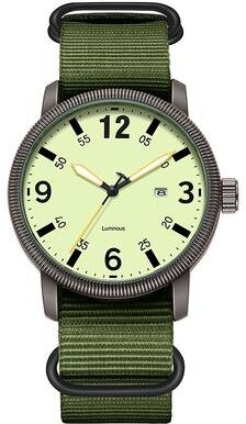 Modern Mode Marketplace Field Watch Luminous Quartz Fabric Strap Watch green