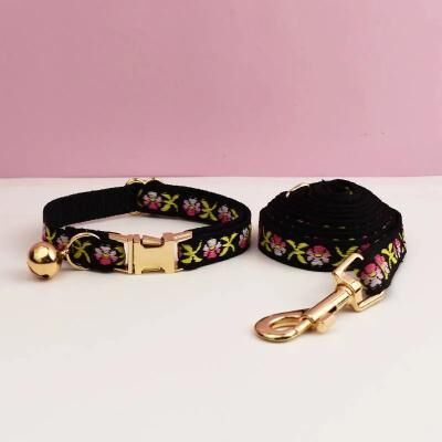 Uplift Essentials Premium Adjustable Metal Hardware Cat Collar & Leash Set style 8 l