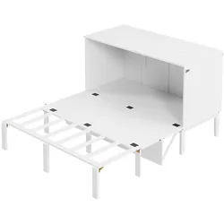 OKWISH Vertikales Klappbett 140x200 mit Lattenrost, platzsparendes Wandbett, Hochschrank-Design, multifunktional, robust, einfach bedienbar, Weiß