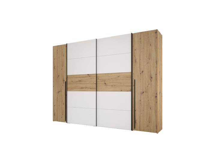 Kleiderschrank Artisan Eiche - weiß - 270 cm - Schwebetüren - NARAGO