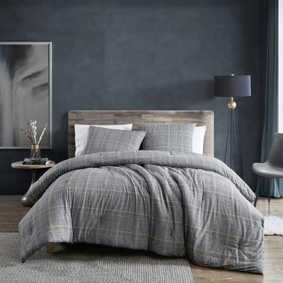 Kenneth Cole New York Sussex Flannel Black Duvet Cover Set