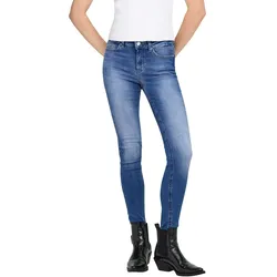 ONLY Blush Ankle Skinny Jeans in blau mit offenem Saum-M-L32