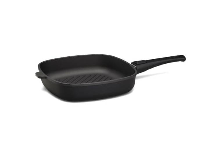 Hoffmann STONIQ Grillpfanne 28x28 cm – eckige Steakpfanne mit Grillstreifen, IQ-SHIELD Antihaftbeschichtung PFAS-frei, Aluguss, 300 °C backofenfest, für alle Herdarten inkl. Induktion, Made in Germany