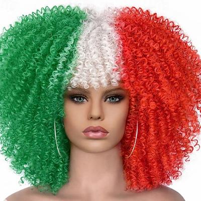 Mexiko 2026 Fußballfan Perücke - Riesiges Grün Weiß Rot Trikolore Afro Haarteil