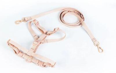 Inspired Finds Macaron Color Adjustable Dog Harness & Leash Set For Small To Medium Dogs pink l