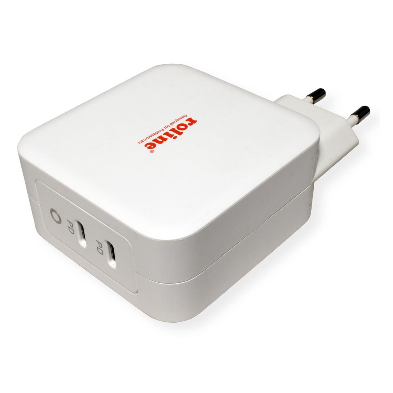 Roline USB Ladegerät 100W 2x C PD GaN (100 W, 1 Port) (19.11.1053)