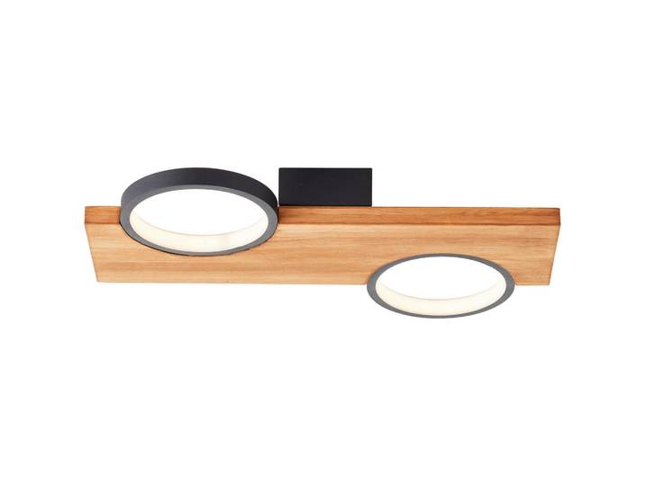 Brilliant Led-Deckenleuchte Cheesy, Schwarz, Hellbraun, Holz, Metall, 40x5.2x25 cm, Lampen & Leuchten, LED Beleuchtung, LED-Deckenleuchten