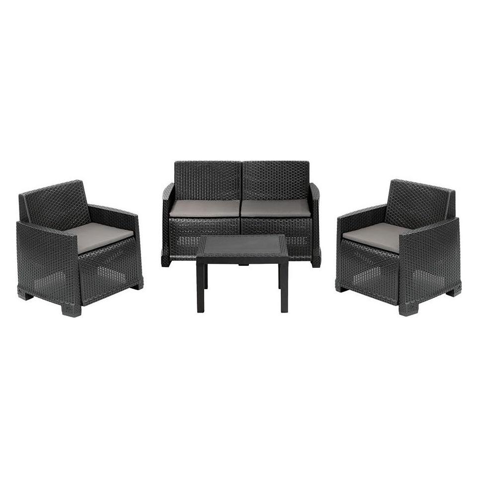 IPAE Progarden Iseo 4-piece garden set anthracite + cushions (45321400)
