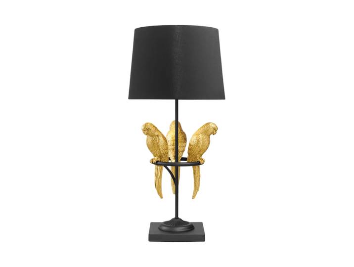 Grosse Design Tischlampe „Wildlife“ Marmor Schwarz/Gold Invicta Interiors