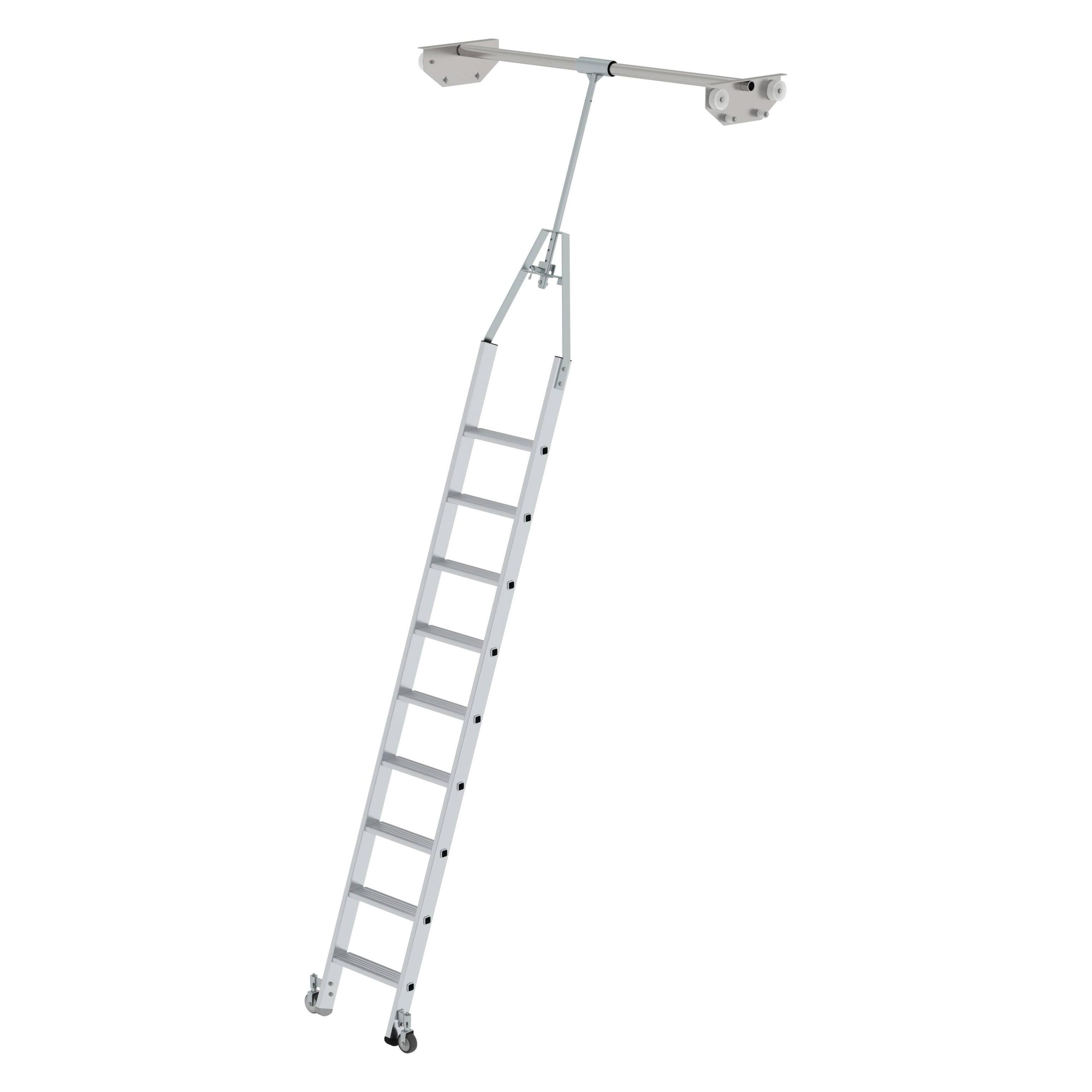 Munk Stufen Regalleiter drehbar für Doppelregal 9 Stufen (Regalleiter, 253 cm) (044509)