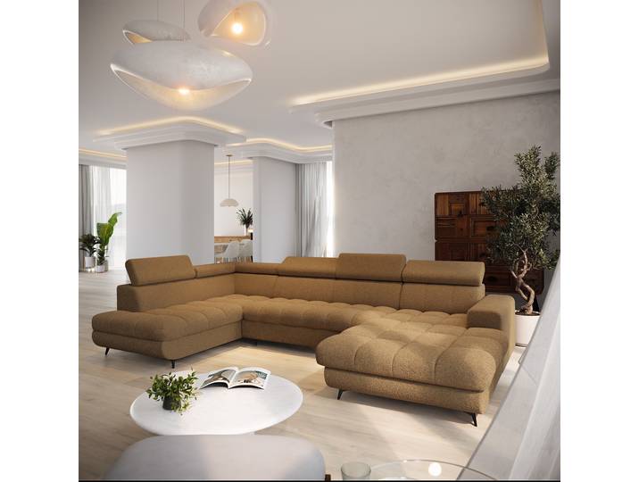 Masseno Ecksofa CORENO mit Schlaffunktion und Bettkasten, Ausziehbares Bettsofa - Orange, QUELLE 17