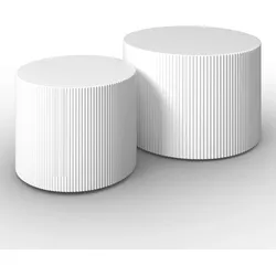 Couchtisch-Set Arlo Weiß MDF rund