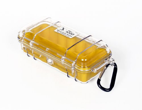 Peli Micro Case 1030-027-100E IP67 Waterdichte en Stofdichte Kleine Koffer, Transparant/Geel, 0,6 l