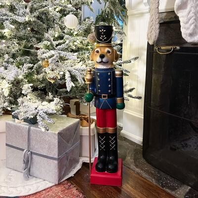"Fraser Hill Farm 32"" Nutcracker Puppy Holding Scepter - Multi"
