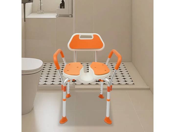 Chaise de douche avec accoudoirs et dossier, chaise de douche pliable, pieds antidérapants réglables, siège de douche pour personnes âgées handicapées, femmes enceintes