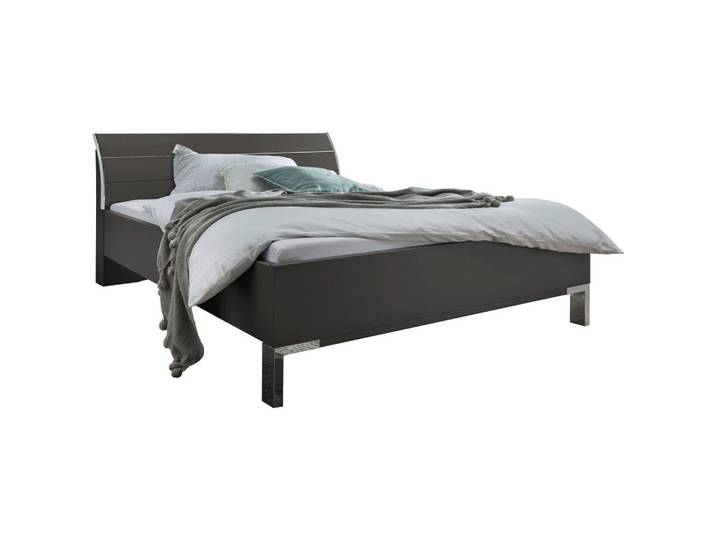 Venda Bett, Dunkelgrau, Metall, 180x200 cm, Lattenrosthöhe individuell einstellbar, in verschiedenen Holzdekoren erhältlich, Größen erhältlich, Schlafzimmer, Betten, Doppelbetten