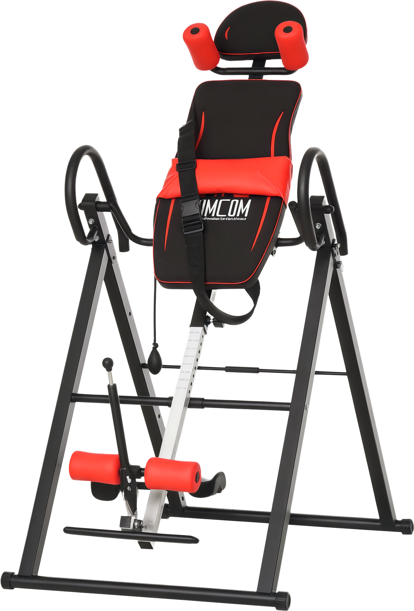 Homcom Panca a Inversione con Angolo e Altezza Regolabile e Poggiatesta, in Acciaio e Plastica, 79x114x153 cm, Rosso e Nero
