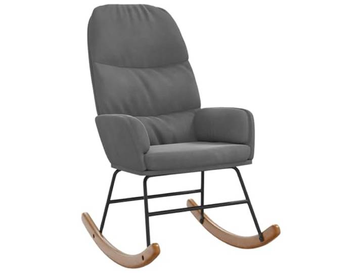 Samt Schaukelstuhl Dunkelgrau für Wohnzimmer und Schlafzimmer Weiche Samt-Polsterung, Outdoor Collier, elegantes Design, universell für Wohnzimmer, Schlafzimmer und Arbeitszimmer