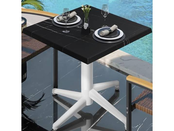 GGMMÖBEL WAP Bistro Außen Tisch B:T:H 60 x 60 x 74 cm Schwarz Marmor/Weiß Quadratisch Bistro Tisch Gastro Tisch