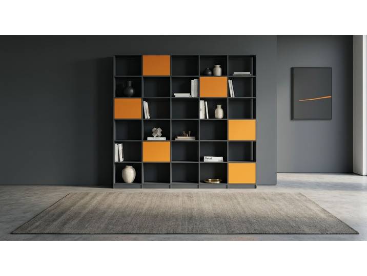 Stylisches Wohnzimmerregal - Regalsystem mit vielen Optionen MDF Lackiert Anthrazit­grau RAL&nbsp;7016