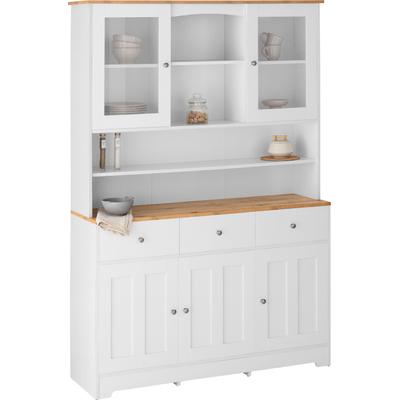 Buffet HOME AFFAIRE "Kate", weiß (weiß, eiche), B:128cm H:182cm T:38cm, Holzwerkstoff, MDF, Schränke, Buffet, Breite 128 cm, mit Glastüren und Holztüren, Metallgriffe, Höhe 182 cm