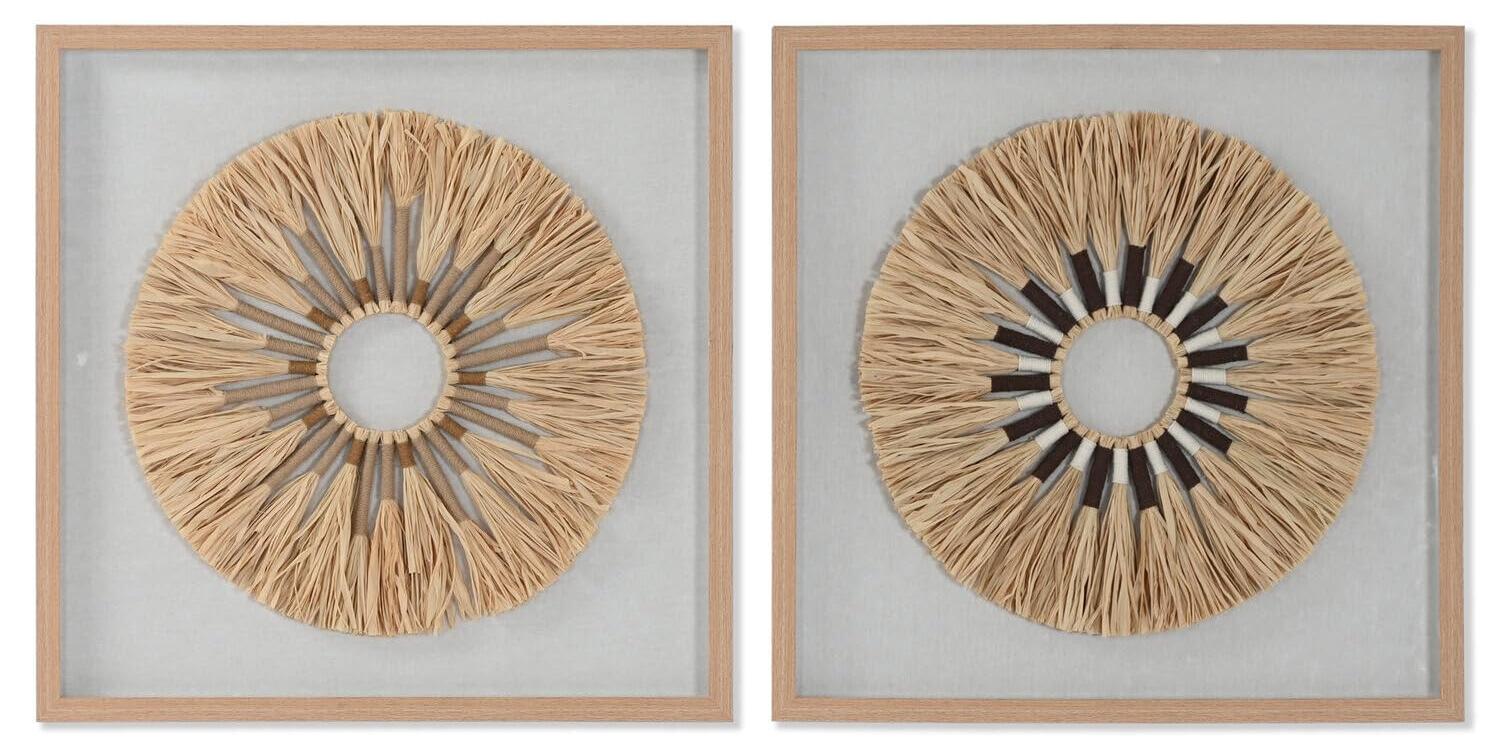 Rafia-Bild quadratisch 60x3x60 cm 3D-Kreis 2 Sorten