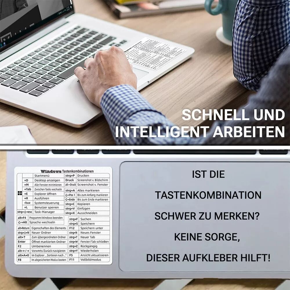 INF Deutsche Excel Shortcut Aufkleber - Weißer Hintergrund für MAC OS/WINDOWS/EXCEL