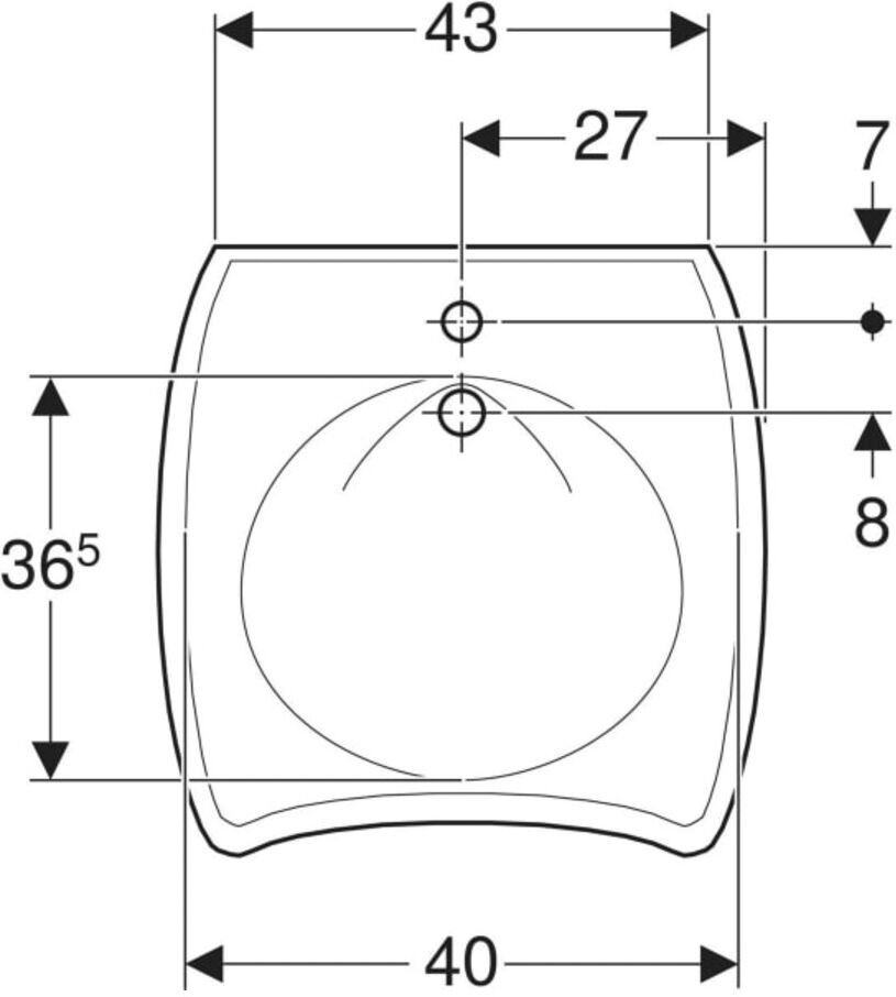 Geberit Waschtisch barrierefrei Vitalis 55x55cm, m Hahnloch, ohne Überlauf, weiß (501541011)