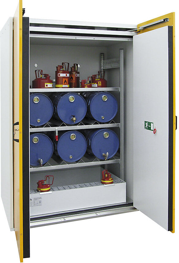 Fass-Schrank Typ 90, feuerbeständig, 6 x 60-l-Fass, liegend, HxBxT 2200 x 1550 x 1025 mm LaCont