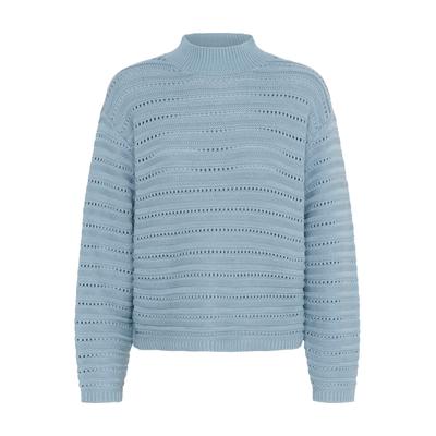 Strickpullover KAFFE "Damen Strickpullover KAdolly", Damen, Gr. S, blau (windward blau), Obermaterial: 50% Baumwolle CO. 50% Polyacryl PAN., Pullover Strickpullover